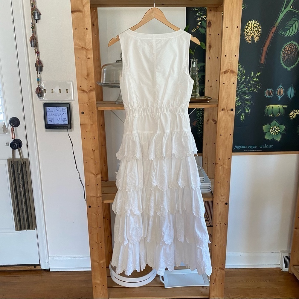 Rebecca Taylor La Vie White Mireille Embroidered Tiered Midi Dress Snall - Picture 4 of 16